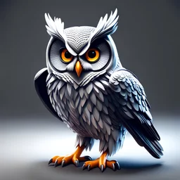 Illustrative sketch of a Pixar 3D image of an angry humanoid owl, ultra quality, 8k