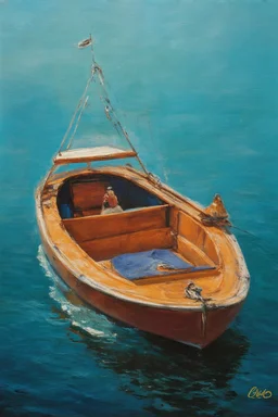 on a boat, in the style of Man Ray