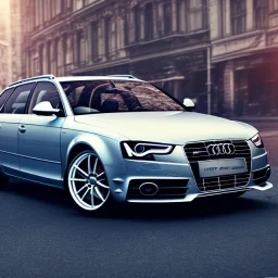 an old Audi a4 estate car ultra realistic,concept, 4k ,on street,8k resolution, high-quality, fine-detail, parked in crowded city winter