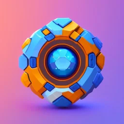 Tiny cute isometric toy beholder, soft smooth lighting, with soft colors, 100mm lens, 3d blender render, trending on polycount, modular constructivism, blue background, physically based rendering, centered well within frame.