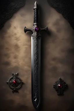 black dagger, black, gems, vampire sword, beautiful inscriptions, runes, big sword, western sword, bone