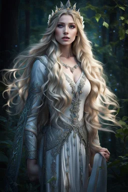 Very long hair. Rapunzel,beautiful ,flawless,long blonde hair,fairy crown, elven crown,sparkle,lily of the valleys,elven ears,pointed ears