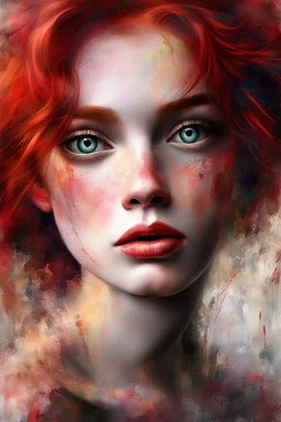 Sue Scimeca no I its direct from Midjourney. IT is a mix of Several artists. This is the prompt: An image of a red-haired beautiful girl in the style of Mike Worrall, Stefan Gesell, Anton Semenov, Arthur Boyd, Gerald Scarfe, Wlad Safronow, Yves Tanguy and Christine Ellger. Style airbrush art with very soft muted colours and a hazy atmosphere. Bold oil paintings with thick brushstrokes and spots --ar 16:9