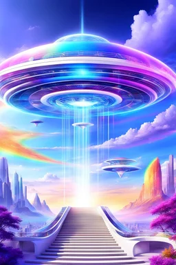 Ufos rainbow, futuriste ultra moderne,stairway to heaven,crystal very beautiful city