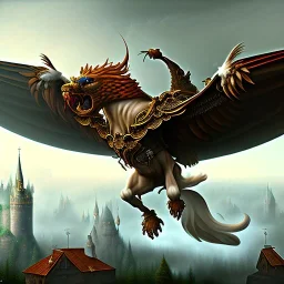 Epic massive Drawing Griffin Knight Flying estilo Caravaggio 4k