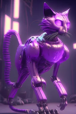 Purple cat flamingo robot fused ,Unreal Engine, cinematic lighting