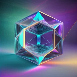 3d holographic geometric shape isolated on space infinit background