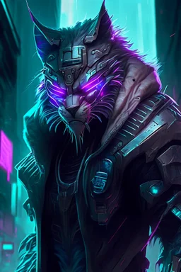 Rengar from league of legends in cyberpunk style