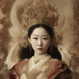 smooth hyper realistic, beautiful smiled Japanese goddess in crown, pale colors, dark cosmos background, cat еye, extremely sharp detail, finely tuned detail, ultra high definition, 8 k, unreal engine 5, ultra sharp focus, accurate sword wings, positive smile, lot of details, fit within portrait, Ambiance winter, perfect composition, perfect hair, perfect hands, finger up gestures