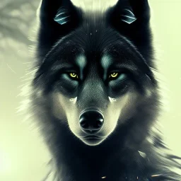 award winning portrait of a male anthropomorphic black wolf long vblack unreal engine 5, artistic lighting, highly detailed, photorealistic, fantasy