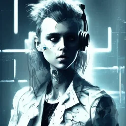 Danish singer MØ face,Abstract Yoji Shinkawa,cyberpunk,