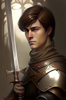 noble swordman very short brown hair