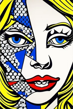 4 DIMENSIONAL FACE OF WISDOM in the style of roy lichtenstein