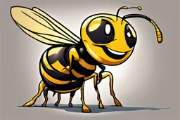 charicature of wasp with giant human teeth with a perfect smile