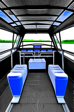 internal view of 23 meter 10 Passenger stand alone seat fiber boat with Yamaha outboard engine