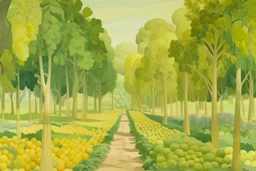 A pale greenish yellow grove with vegetables painted by Karl Wiener
