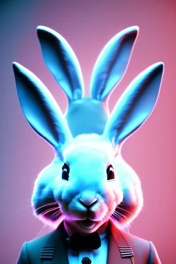 Sweet Rabbit mask, suit, photo studio, black background, unreal engine 5, concept art, ray tracing, lumen lighting, ultra detail, volumetric lighting, 3d.