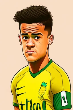 Philippe Coutinho Brazilian football player ,cartoon 2d
