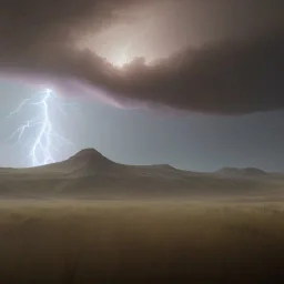 franz frazetta style,plains,lighting bolt strike, storm in the distance