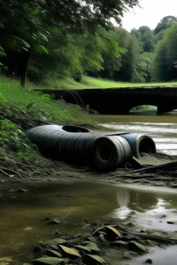 Tumbler hanyut dekat sungai