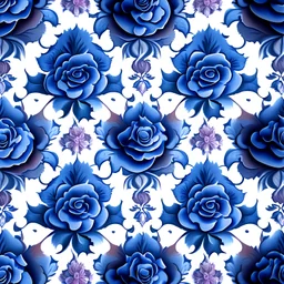 blue and gold rose floral pattern design --tile