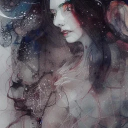 beautiful cyberpunk woman, hyper detailed, hyperdetailed, intricately detailed, watercolor illustration by <agnes cecile> <Jackson Pollock>,Katsushika Hokusai,