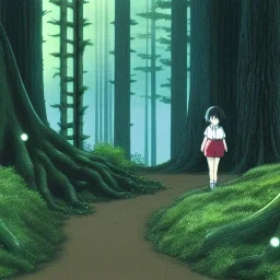 Ghibli, forêt, scintillant, très detaillé, créature mystérieuse