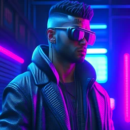 Cyberpunk man in three dimensions