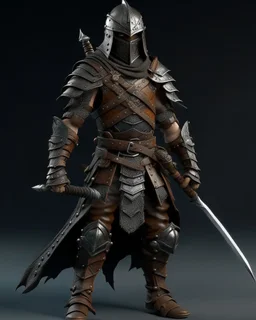 Warrior warrior with leather and metal clothes