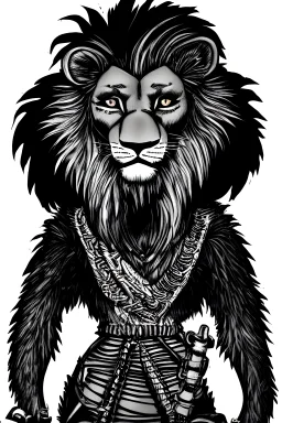 Lion King steampunk OC animation Brown rogue male lion black mane Andy Warhol Bob Ross