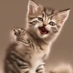 Small kitten yawning, super soft hairs