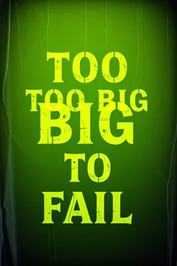 Text "TOO BIG TO FAIL" in faint font, grainy photography with creases and aging effects, contradiction optical illusion jaundice embalming atmosphere, metaphorical representation of ataxia, biomechanical tubing, surreal, macabre art by Zdzislaw Beksinski and Dr. Seuss, unsettling, profound, dull yellow and green color