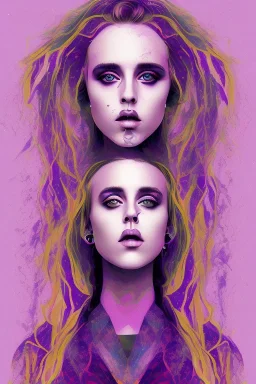 Danish singer MØ face, Abstract, purple tones,