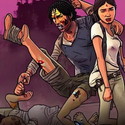 Clementine from the walking dead telltale fights a guy and she won because she's strong and she puts her bare foot on that guy's head she looks superior the art looks like the game