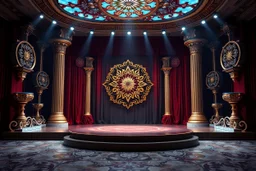 image of a Royal stage with 3d fractal base decoration with large dance area