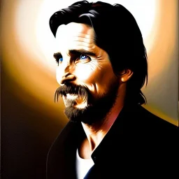 Ultra detailed fullbody Portrait in oil on canvas of Christian Bale ,extremely detailed digital painting, extremely detailed face, crystal clear eyes, mystical colors ,perfectly centered image, perfect composition, rim light, beautiful lighting,masterpiece ,16k, stunning scene, raytracing, anatomically correct, in the style of Simon Bisley and uncannyknack and caravaggio and Seung Eun Kim and Steve Jung Jeehyung Lee.