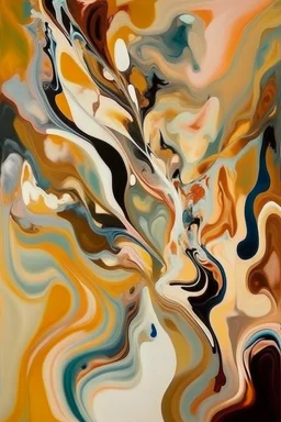 metamorphosy, abstractism, fluid, creamy colors, dinamic shapes evolves into others