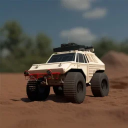 Gi joe driving White lunar rover with claw