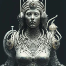 a greek marmor statue of athena, steam punk, hr giger, scary, horror, realistic, made in octane, cinematic, movie, CGI, ultra-realistic, extremely detailed octane rendering, 8K, VRAY Super Real ar 2:3, dof photorealistic futuristic 50mm lens hard lighting dark gray tintype photograph, realistic lighting, sephia colors