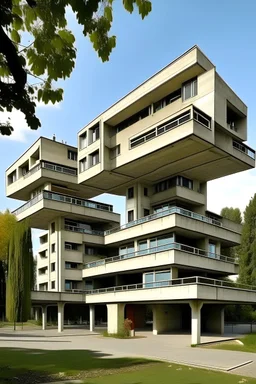 collective housing with volume play created by courbusier