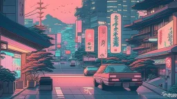 soothing 80s Japanese city ,