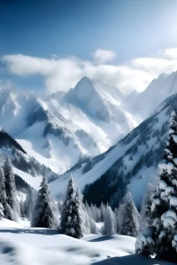 Beautiful mountains in snow