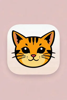 create cat head iOS icon only use 2 colors simple rectangle