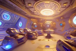 white and gold crystal cosmic and galactic ambiance cinema4d futuristic scifi home, full of details, smooth, bright sunshine，soft light atmosphere, light effect，vaporwave colorful, concept art, smooth, extremely sharp detail, finely tuned detail, ultra high definition, 8 k, unreal engine 5, ultra sharp focus