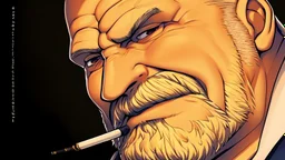 Old man smoking comic style