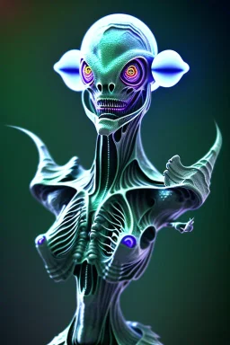 full bodied ghostly alien, 8k, finely detailed, photo realistic.