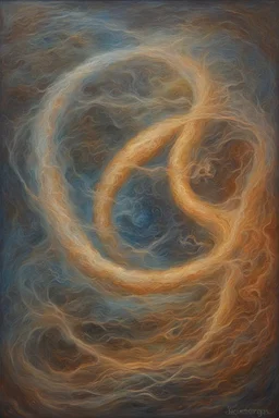 "Quantum Entanglement" is a Heavily Glazed Oil paining that depicts otherworldly Celestial Art; Expressionism; elegant; fantasy; award-winning