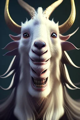 award winning portrait of a male anthropomorphic goat long black hair. character design by cory loftis, fenghua zhong, ryohei hase, ismail inceoglu and ruan jia. unreal engine 5, artistic lighting, highly detailed, photorealistic, fantasy