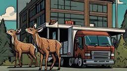 the deceased fawn's mobster styled deer family take charge at the moving truck company corporate complex using Human like Mafia tactics brute force