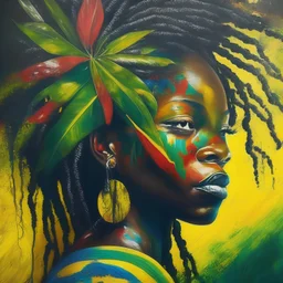 Create a vibrant painting showcasing Jamaican roots firmly grounded, representing the unwavering commitment to preserving one's identity and culture in the face of challenges